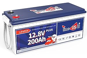 ‎TIMEUSB Timeusb LiFePO4 Batterie 12V 200Ah PLUS 200A BMS Max.2560W Lastleistung, 4000-15000+ Zyklen, 10-Jahres Lebensdauer 2560Wh Nutzbare Energie für Wohnmobil Boot Haushalt,Ersatz für AGM GEL SLA