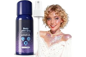 HONGECB Spray pailleté pour cheveux et corps, 60 ml, spray pailleté pour cheveux et vêtements, séchage rapide, pour Halloween, carnaval, maquillage