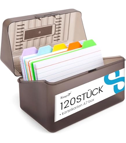 Yallmie Karteikarten Box A6 Holz - Mit 150 Bunten Karteikarten