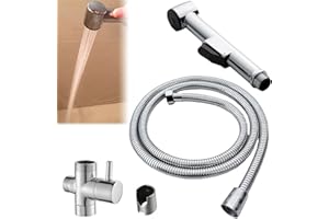 NIYATA Bidet Handbrause für Waschbecken, WC Popodusche, Bidet Handbrause, mit Brauseschlauch 150cm, 1/2 Wasserverteiler und Wandhalterung für WC, Hand Sprayer mit Wasserhahn Umschaltventil, Poliert