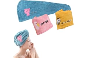 EnixwH 3 Stück Haarturban, Mikrofaser Turban Handtuch, Turban Handtuch mit Knopf, Haartrockentuch Saugfähig Super Absorbent für Haare Schnelltrocknend, für Frauen Mädchen Kinder Alle Haartypen