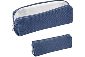 Hopton Cute Pencil Case, Corduroy Aesthetic Pencil Case for Girls Boys, Pen Pouch, Pencilcase,Simple Stationery Pen Case, Makeup Bag, Portable Pencil Pouch for Women Teenage College Exams -Dark Blue