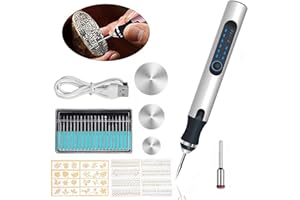 MEIRRAI Grabado Pluma, Kit de Herramientas de Grabado Eléctrico Recargable por USB con Accesorios, Velocidad Variable Micro, para Vidrio Madera Metal Piedra Plástico Joyería DIY Uñas Cerámica Tallar