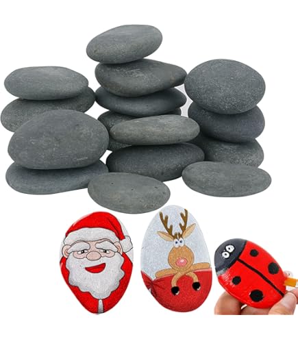 YEWCEP Steine Zum Bemalen - 30 Stück Schwarze Kieselsteine 1-3 Cm
