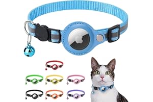 LZXLXS Airtag Katzenhalsband Breakaway, Reflektierendes Kätzchenhalsband mit Apple Air Tag Halterung und Glocke für Mädchen Junge Katzen