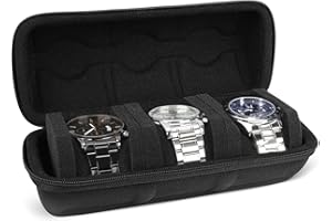 WisePoint 3 Slot Watch Box, EVA Watch Holder Box Watch Storage Box for Men and Women, Watch Travel Case with Detachable Sponge Jewellery Box for Most Watches and Smart Watch (black)
