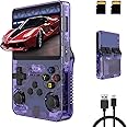 R36S Handheld Game Console, 3.5 inch Retro Handheld Games Consoles Open Source Linux System IPS Screen Built-in 15000+ Classic Games Retro Video Game Console, 32G+64G Double TF Card (Purple)