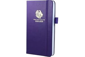 EARNING POWER Diary 2025-2026 - 18 Month Mid Year Diary from Jul. 2025 to Dec 2026, A6 Pocket Week to View, Weekly & Month Planner with Leather Cover, Pen Loop, Inner Pocket (Purple)