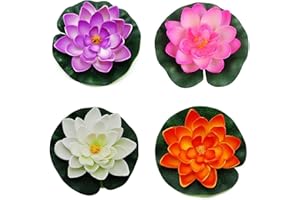 Gemini_mall® Lot de 4 nénuphars flottants en mousse 10 cm (4 couleurs)