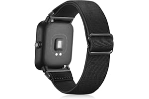 Fintie Elastyczny pasek kompatybilny z Amazfit GTS 4 Mini/GTS 2 Mini/GTS 3/GTS 2/GTS 2e/GTS/Bip U/Bip U Pro/Bip 3-20 mm, nylonowy pasek zastępczy, regulowany, czarny