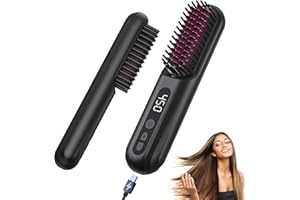 BOPCAL Cepillo Alisador Pelo - 10000mAh Plancha de Pelo, Portátil Peine Alisador de Cabello Profesional sin Cable, 9 Temperaturas, 30 Segundo Calentamiento Rápido, Regalo para Mujer