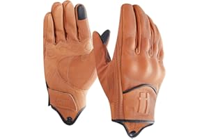 Harssidanzar Guantes de Moto de Cuero con Pantalla táctil de Piel de Cabra de Dedo Completo para Hombre GM028E