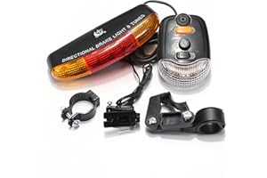 ONOGAL Kit de 7 lumières LED avant pour vélo Phare avant rouge/phare arrière clignotant et klaxon 2716