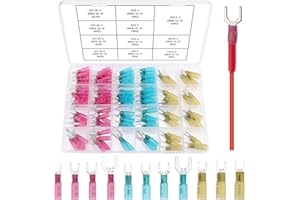 YIXISI 125 Piezas Kit de Terminales Eléctricos Termorretráctiles, Aislados Termorretráctiles Conectores, Eléctrico Crimp Conectores, Horquilla Conectores Eléctricos, 22-10 AWG