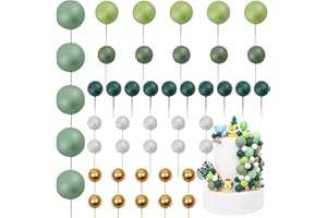 LARDUX 45 PCS Ball Cake Toppers -Cupcake Cake Decorations with Wild One Mini Balloon Cupcake DIY Insert for Girls Boys Kids Birthday Party Baby Shower - Green