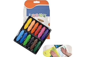 AlloFuu Wachsmalstifte für Klein kinder, 12 Farben, Waschbare sichere Kleinkindmalstifte für Kinder Malzubehör,Ungiftige, Leicht zu Halten