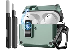 TiMOVO Case for Airpods Pro 3 (2025) with Secure Lock Clip, Automatic Pop-up Full Drop Protective Hard Cover for Apple AirPod Pro 3rd Generation with Climbing Hook & Cleaning Kit, Cyan+Black