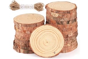 Homewit Holzscheiben 30 Stücke Holz Log Scheiben 4-5 cm Unbehandeltes Holz-Set mit Loch Runde Naturholz Baumscheiben Ca.5mm Dicke für DIY Basteln Hochzeit Weihnachten Dekoration Baumscheibe