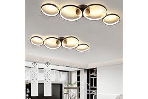 ‎GBLY GBLY 2× LED Deckenlampe Modern Wohnzimmerlampe: 4 Flammig in Ringoptik, 55W Schwarze Dimmbar Deckenleuchte aus Aluminium Dekorative Kronleuchter für Schlafzimmer Wohnzimmer Büro Arbeitszimmer, 88cm