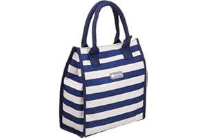 KitchenCraft We Love Summer Nautical-Striped Tote Cool Bag, Fabric, Navy Blue/White, 4 Litre