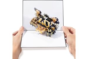 Diese-Klappkarten Biglietto Auguri Compleanno 40 Anni - Biglietto Auguri Pop Up 3D con Numero - Biglietto Auguri 40 Anni Donna Uomo - Buon Compleanno Originale - 50 x 20 cm