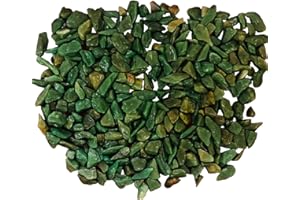 Indian Consigners Natural Crushed Polished Tumbled Gem Stone Chips, Decoration & Healing Crystals (Green Jade)