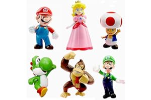 YOOYEH 6 PCS Super Mario 3D Party Cake Toppers, Mini PVC Toys Mario Birthday Party Supplies Decorations for Boys Girls Superhero Decorations