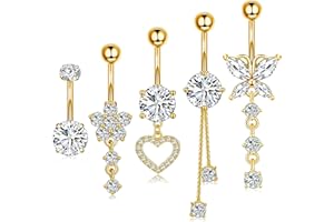 Eyezeeption Bauchnabelpiercing Chirurgenstahl 10mm 12mm Stablänge Silber Gold Mit Perlen Strass Titan Clip Geschenk für Frauen Schmuck