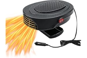 TIKSCIENCE Portable Car Heater, 12V 150W Heater for All Car, 30S Fast Heating Defrost Defogger Windscreen Fan Car Space Windshield Demister, 2 in 1 Auto Electronic Heater Plug in Cig Lighter
