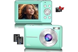 Digitalkamera, Hauyince 1080P 44MP FHD Fotokamera mit 32GB Karte und Akku, 16X Zoom 2,5'' LCD Fotoapparat für Fotografie und Vlogging, Tragbare Mini Kompaktkamera für Kinder Teenager Anfänger–Grün