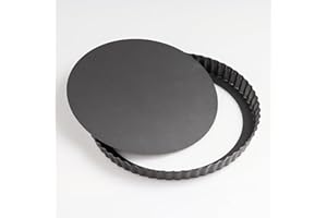 JUNART Moule à tarte rond anti-adhésif de 24 cm avec fond amovible, passe au lave-vaisselle, plaque à pizza, moule à gâteau