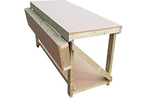 ARBOR GARDEN SOLUTIONS Wooden MDF WorkBench With Extendable Working Surface - 4ft to 8ft - Work Table Hand Made Strong Heavy Duty - Made From Construction Grade Timber (6ft)