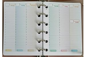 OY OY Ricambio formato POCKET 8 X 12 cm. con 6 fori Agenda Planner Refill Insert Weekly Planner Organiser Pocket A7 (Unique layout English)