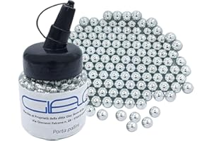 Glac Store® 1000 Pz Pallini in Acciaio Metallo da 6 mm per Softair Soft Air Pistole Fucili 0,80 Grammi Calibrati e Lucidati con Porta Pallini Incluso Comodo Per il Trasporto