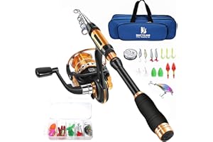 BNTTEAM Set Combinato Canna Da Pesca Telescopica Mulinello Da Spinning 99% Carbonio Con Borsa Esche Per Mare Acqua Dolce Stagno Fiume