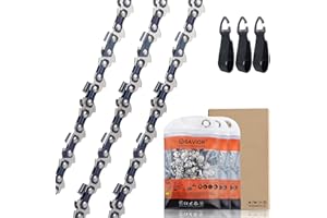 QIAOMIAO 3-Pack Chainsaw Chain for 8 Inch (20cm) Bar, 33 Drive Links, 3/8" LP Pitch, 050" Gauge, Low-Kickback Saw Chain fits for Einhell, Bosch, Black & Decker, Ryobi and More