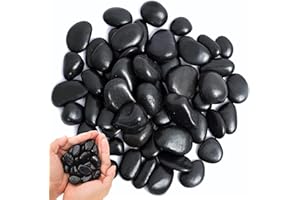 FEADBYT Ciottoli, pietre di fiume lucide, ciottoli lucidati, pietre da giardino bianche grandi, per paesaggistica, decorazione della casa, progetti artistici 4-8 cm, 1 kg (nero, 2-3 cm)
