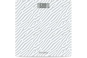 TERRAILLON - ONE CLEAR SAND- Balance pèse personne électronique, Compact et ultra plat, Plateau en verre 27cm x 27 cm, Ecran LCD, Capacité 160Kg, Graduation 100g, Sérigraphie Sable clair