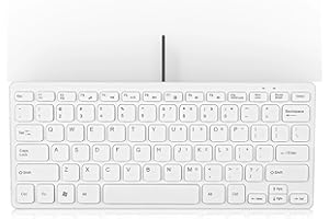 OUSDRA Teclado con Cable para Windows - Tamaño Completo, Resistente a Líquidos, Barra Espaciadora Ergonómica, Ideal para PC y Portátiles (Blanca)