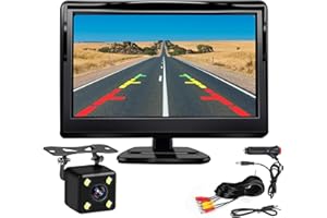 Kairiyard Backup Camera with 5inch Monitor, Car Rear View Reverse Camera HD Night Vision 170° Wide View Vehicle Back up Camera Systems IP69 Waterproof for Car Truck