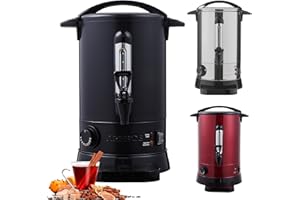Arebos Distributeur de Boisson Chaudes 950W | Chaudière à eau 6,8L 30 Tasses | Marmite à Vin Chaud en Inox |Thé Café Soupe Dispositif de réchauffement |Thermostat | Réglage de la température 30-110°C