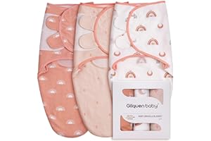 GLLQUEN BABY 0-3 Mois Pucksack bébé Swaddles bébé Gigoteuse Nouveau-nés, Gigoteuse pour Tout-Petits, Unisexe, Lot de 3 Langes, 100% Coton Bio（Le café）