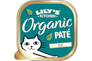 Lily's Kitchen Elaborado con Ingredientes Naturales Bandeja de paté húmedo para Gatos Adultos Pescado orgánico Receta sin Cereales 19 × 85g
