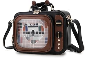 fancybag Ita Women's TV Shoulder Bag Retro TV Design Unique See Through Window Enamel Pin Backpack