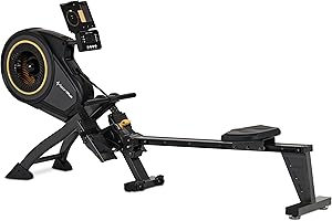 SportPlus, vogatore domestico con resistenza ad aria (8 livelli), compatibilità con le app, silenzioso e delicato, fino a 150 kg