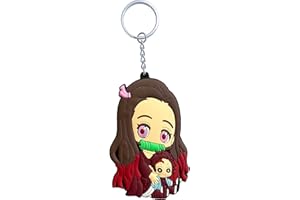 Aurabeam Nezuko Kamado - Llavero con diseño de demonios de PVC de dos caras y demonios, diseño de anime japonés y manga, carbón, M