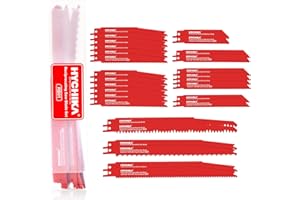 HYCHIKA BETTER TOOLS FOR BETTER LIFE HYCHIKA Säbelsägeblätter Set, 32PCS Sägeblätter Säbelsäge Holz, zum Schneiden von Metall und Holz mit Organizer Koffer