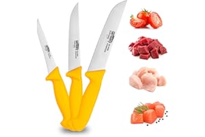 SOLINGEN EIKASO Germany Solingen - Set di 3 coltelli da macello professionali con manico antiscivolo per carne, hobby, cuoco professionale – Coltello da macellaio con eccellente affilatura – Set di coltelli da carne