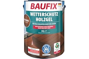 BAUFIX Wetterschutz-Holzgel kastanie, seidenglänzend, 5 Liter, Holzlasur, tropfgehemmte Holzlasur, für alle Holzarten, witterungsbeständig