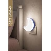 Yarım Ay Gece Lambası ON/OFF Tuşlu Koridor Hol Işığı Uyuma Işığı Beyaz K6975